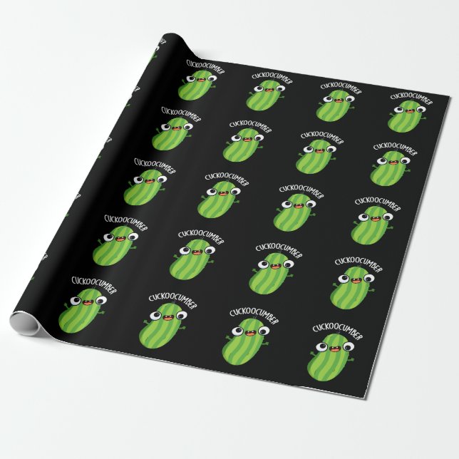 Papier Cadeau Cuckoocumber Funny Veggie Cucumber Pun Dark BG (Déroulé)