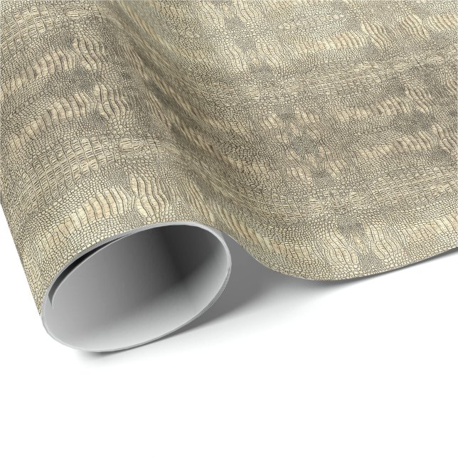 Papier Cadeau Cuir Alligator Brown léger (Coin rond)
