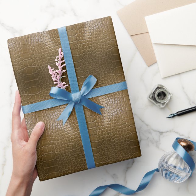 Papier Cadeau cuir de crocodile marron beige moderne (Cadeaux)