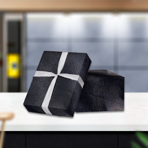 Papier Cadeau Cuir noir brillant Faux