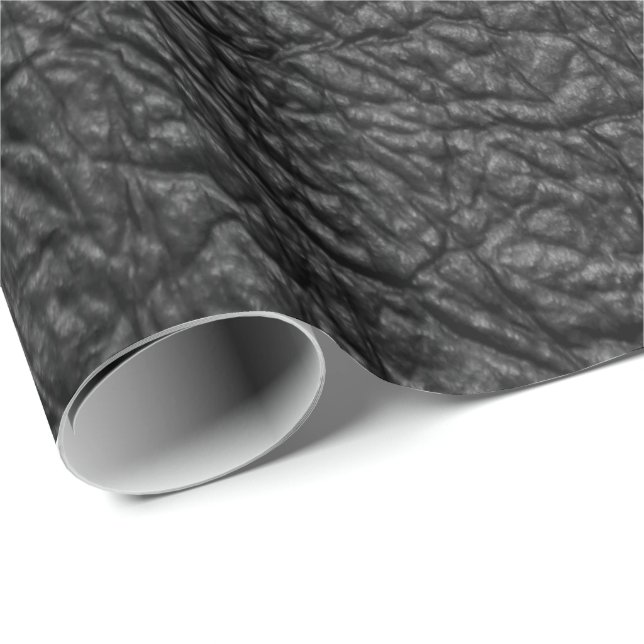 Papier Cadeau Cuir noir de Faux (Coin rond)