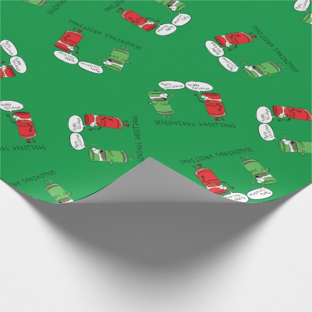 Papier Cadeau Cuisine de Noël Épices de chef amusants (Coin)