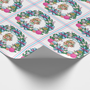 Papier Cadeau Cuisine Rose Et Bleu Casse-Noisette De Noël