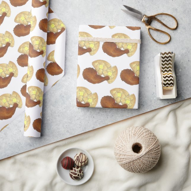 Papier Cadeau Cuisine soule classique Poulet frit et gaufres Din (Artisanat)