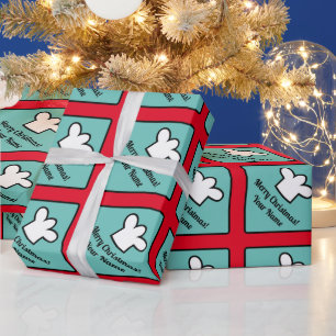 Papier Cadeau Cuisinier blanc casquette de Noël personnalisé