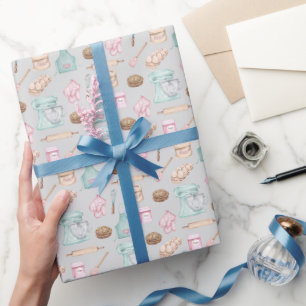 Papier Cadeau Cuisson aquarelle au gris clair