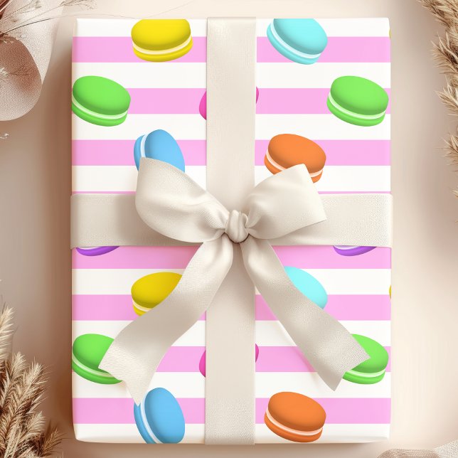 Papier Cadeau Cuisson Arc-en-ciel de Macarons Sucrés (Créateur téléchargé)