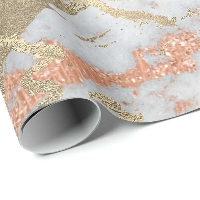 Papier Cadeau Cuivre Gris Foxier Or Marbre brillant Métal VIP (Coin rond)