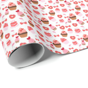 Papier Cadeau Cupcake de la Saint-Valentin Sucré