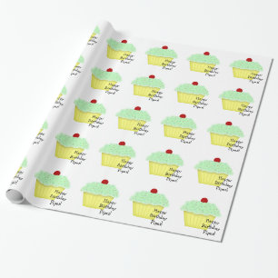Papier Cadeau Cupcake Nom personnalisé Papier d'emballage