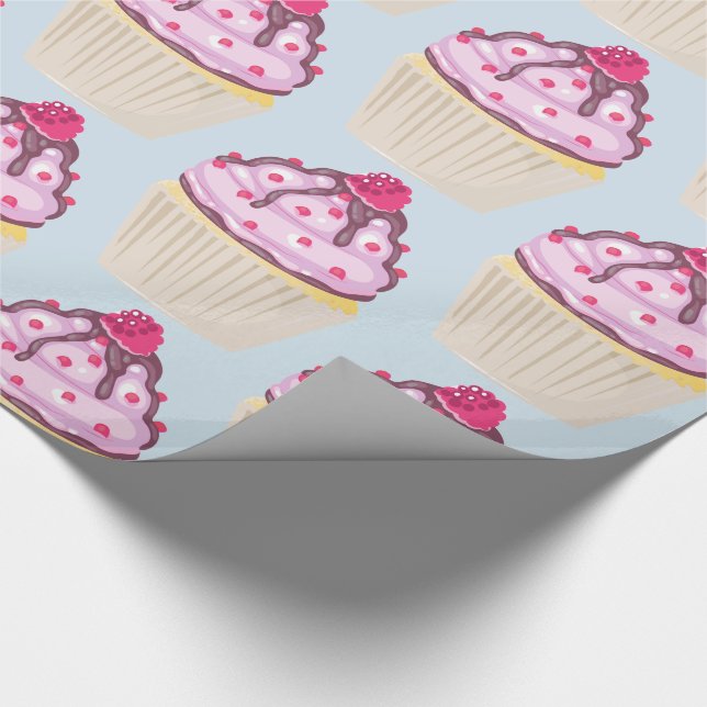 Papier Cadeau Cupcake sucré avec framboise sur le dessus (Coin)