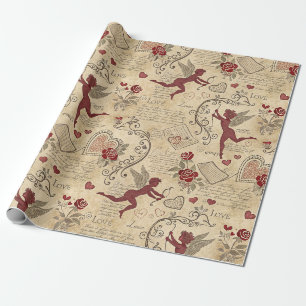 Papier Cadeau Cupid romantique de la Coupe du monde vintage
