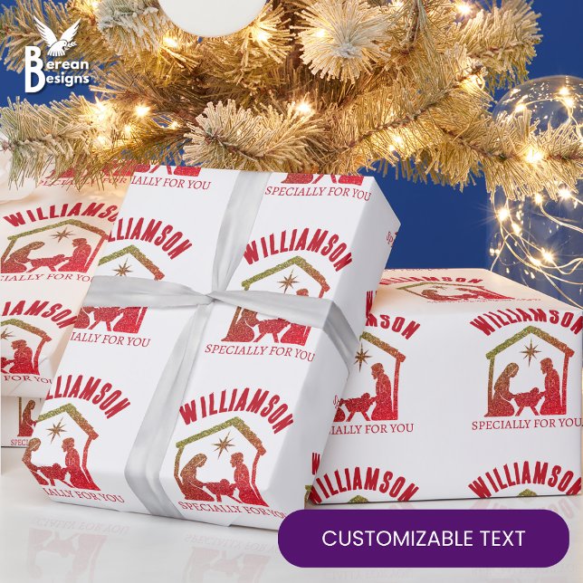 Papier Cadeau Custom Christian Nativity Family Christmas T-Shirt (Créateur téléchargé)