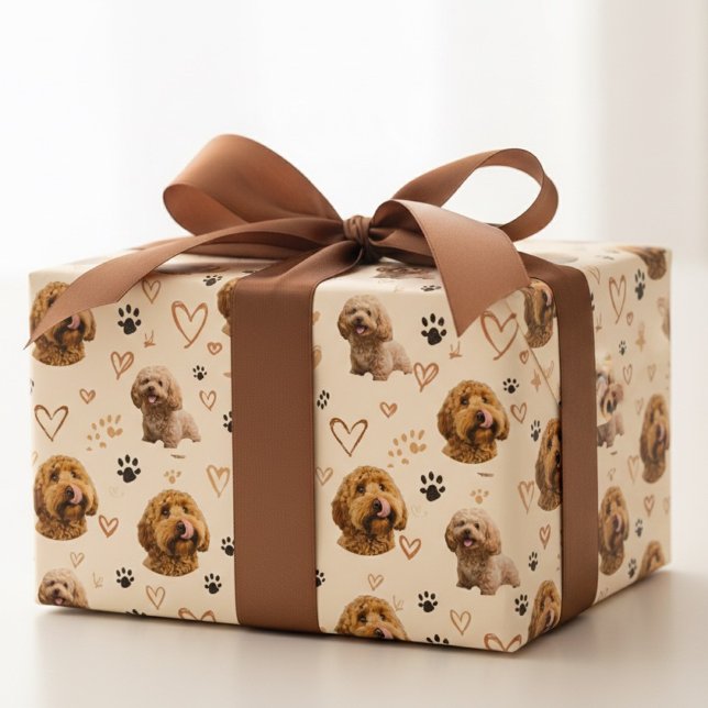 Papier Cadeau Custom Dog Photo  – Neutral Valentine (Créateur téléchargé)