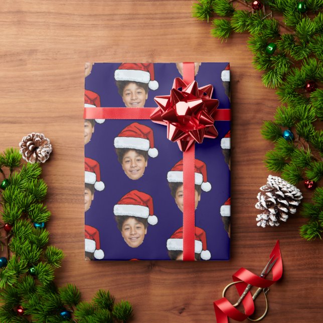 Papier Cadeau Custom Face Photo Santa Claus Hat Christmas Gift (Cadeau de vacances)
