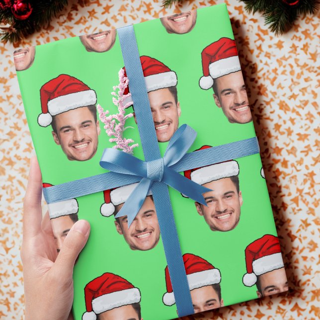 Papier Cadeau Custom Face Photo Santa Hat Christmas (Créateur téléchargé)