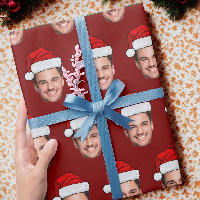 Papier Cadeau Custom Face Photo Santa Hat Christmas Gift (Créateur téléchargé)