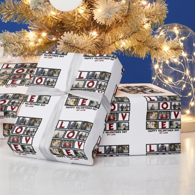 Papier Cadeau Custom Love Happy Valentines Day 8 Collage photo (Vacances)