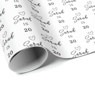 Papier Cadeau Custom Name 20th Birthday Wrapping Paper