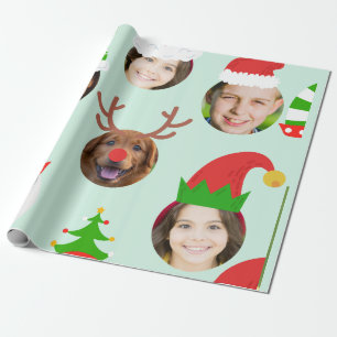 Papier Cadeau Custom Six Photo Christmas Crew Drôle Cadeau