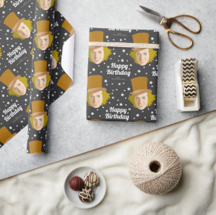 Papier Cadeau Custom Willy Wonka Joyeux anniversaire