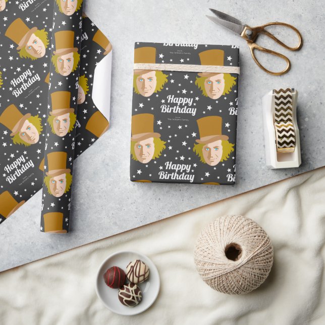 Papier Cadeau Custom Willy Wonka Joyeux anniversaire (Artisanat)