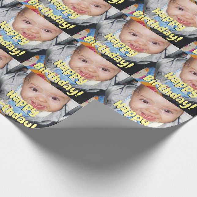 Papier Cadeau Customisez-le avec votre photo Joyeux anniversaire (Coin)