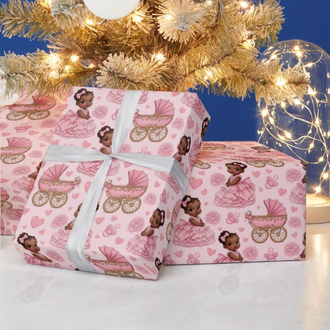 Papier Cadeau Cute African American Baby Girl Pink (Vacances)
