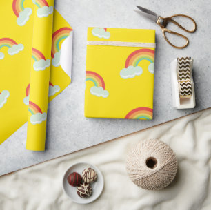 Papier Cadeau Cute arc-en-ciel avec Motif nuages