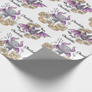 Papier Cadeau Cute As Hell Halloween Ajouter Un Nom Anniversaire