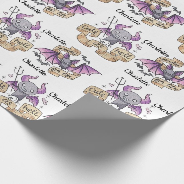 Papier Cadeau Cute As Hell Halloween Ajouter Un Nom Anniversaire (Coin)