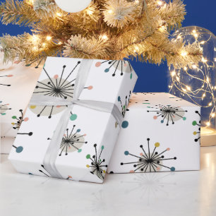 Papier Cadeau Cute atomique Starburst Rétro Mid Century Moderne