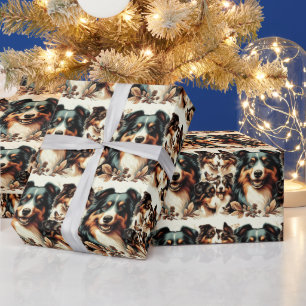 Papier Cadeau Cute Australian Shepherd Peinture