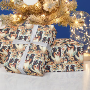 Papier Cadeau Cute Australian Shepherd peinture Vintage