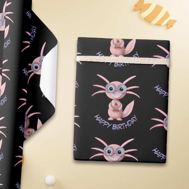 Papier Cadeau Cute Axolotl Livres Anniversaire (Créateur téléchargé)