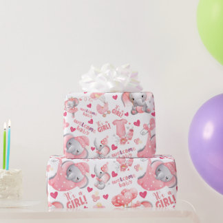 Papier Cadeau Cute Baby Girl Baby Shower & Newborn Girl Present 