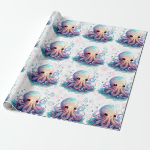 Papier Cadeau Cute Baby shower octopus aquarelle