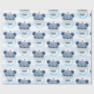 Papier Cadeau Cute Bear Nurse portant un masque protecteur