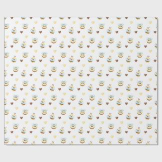Papier Cadeau Cute Bees & Hearts Gift Wrapping Paper