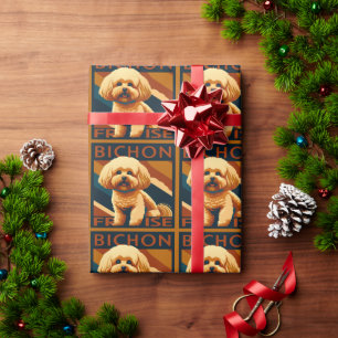 Papier Cadeau Cute Bichon Frise Chien Chien Chien Chien Retro Po