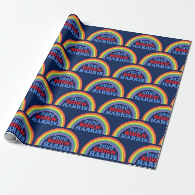 Papier Cadeau Cute Biden Harris 2020 Rainbow (Déroulé)