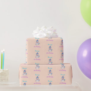Papier Cadeau Cute blanc licorne rose