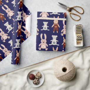 Papier Cadeau Cute Blue Teddy Bear Motif de jouet de chat