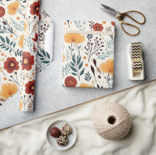 Papier Cadeau Cute Boho Flower Motif, Whimsical Floral Boho