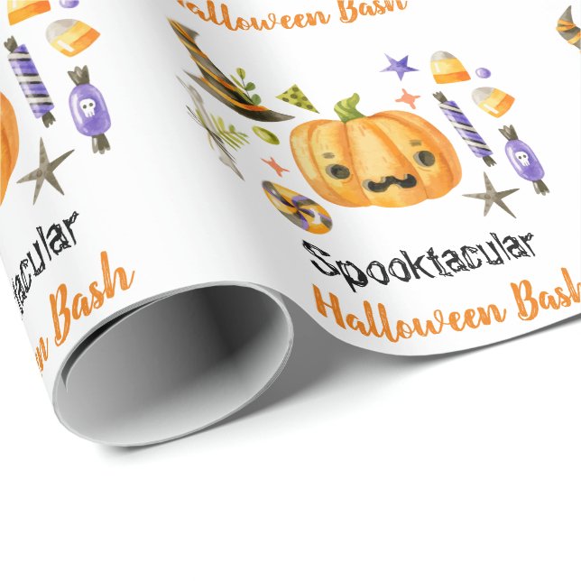 Papier Cadeau Cute Boo Citrouille Spooktacular Halloween Bash Pa (Coin rond)