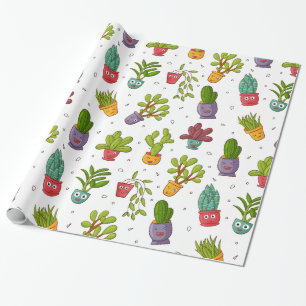 Papier Cadeau Cute Cactus Nature Succulents Motif