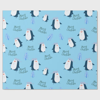 Papier Cadeau Cute Cartoon Penguin Merry Christmas 