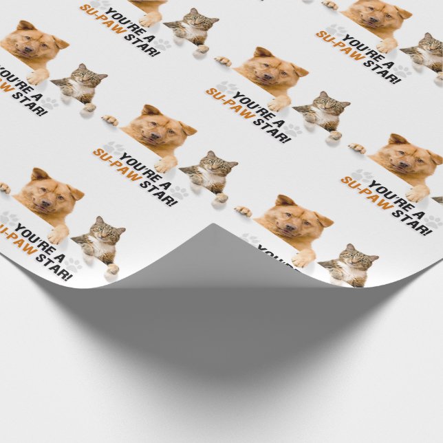 Papier Cadeau Cute Cat and Dog SuPAW Star (Coin)