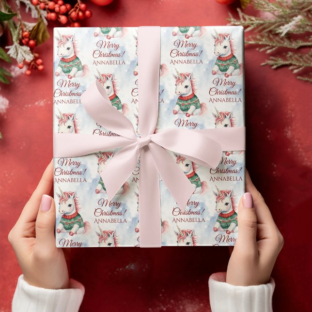 Papier Cadeau Cute Christmas Unicorn (Créateur téléchargé)