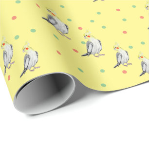 Papier Cadeau Cute Cockatiel Aquarelle Parrot.